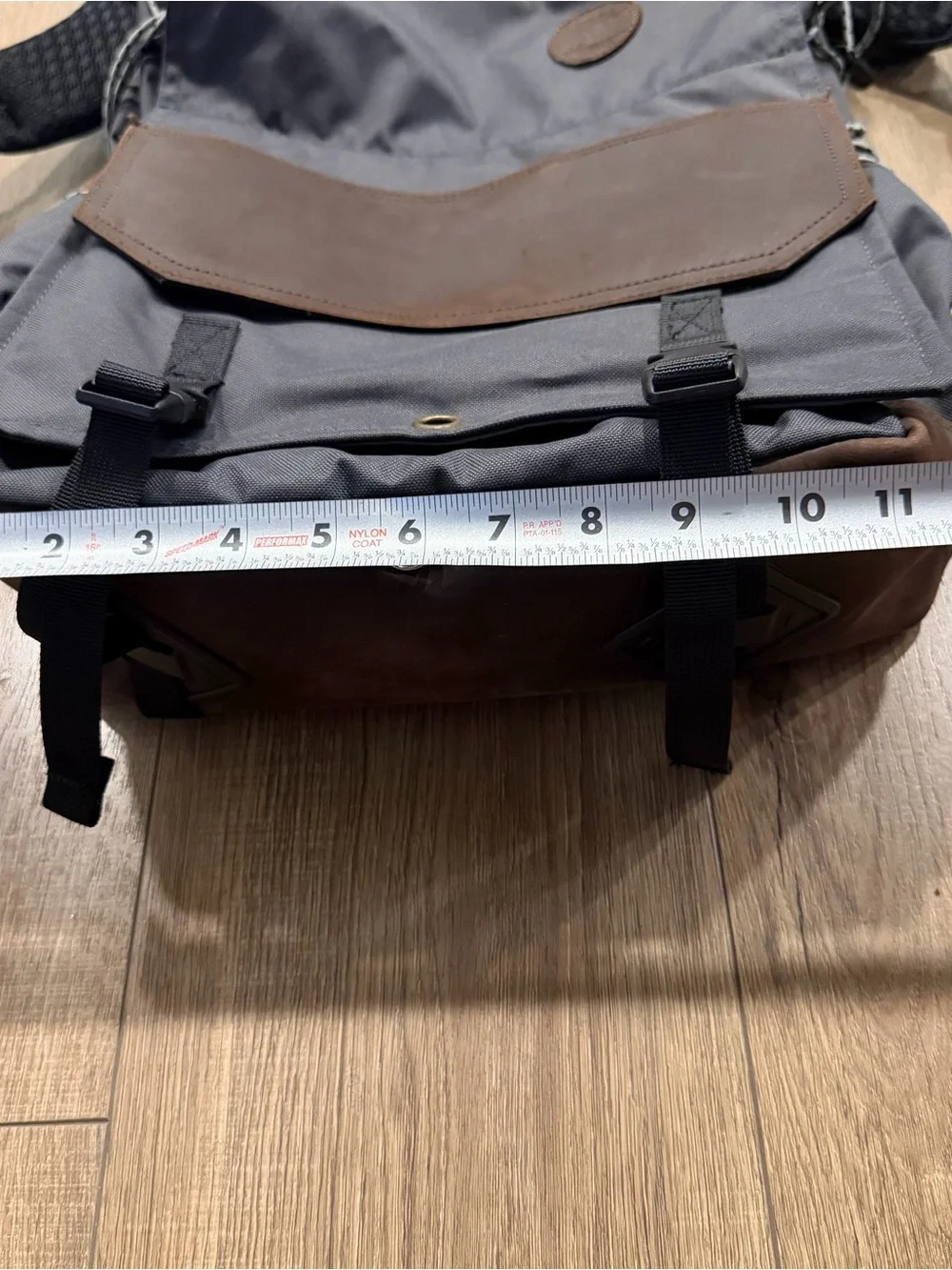 Faith Works handmade in Nepal Gray Canvas Backpack with Brown Leather Trim